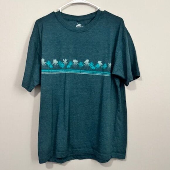 USED Men's Newport Blue Short Sleeve Shirt w Palm Trees Color Green Size Medium - Picture 1 of 1